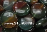 CAG802 15.5 inches 20mm flat round rainbow agate gemstone beads