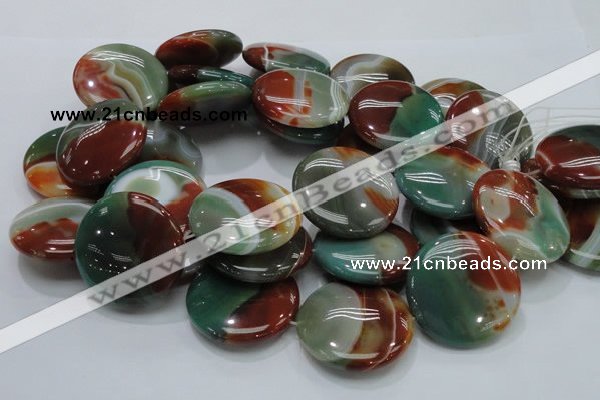 CAG807 15.5 inches 40mm flat round rainbow agate gemstone beads