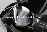 CAG812 15.5 inches 30*40mm faceted oval black banded agate beads