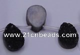 CAG8127 Top drilled 15*20mm teardrop black plated druzy agate beads