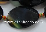 CAG813 15.5 inches 28*38mm faceted oval agate gemstone beads