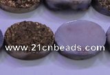CAG8193 7.5 inches 18*25mm oval glod plated druzy agate beads
