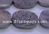 CAG8202 7.5 inches 20*30mm oval silver plated druzy agate beads