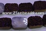 CAG8235 Top drilled 13*18mm rectangle purple plated druzy agate beads