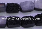CAG8237 Top drilled 13*18mm rectangle black plated druzy agate beads