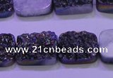 CAG8244 Top drilled 15*20mm rectangle rainbow plated druzy agate beads