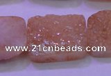 CAG8261 Top drilled 20*30mm rectangle champagne plated druzy agate beads