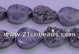 CAG8282 7.5 inches 12*16mm teardrop silver plated druzy agate beads