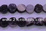 CAG8337 7.5 inches 10mm coin black plated druzy agate beads