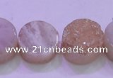 CAG8381 7.5 inches 20mm coin champagne plated druzy agate beads