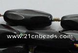 CAG844 15.5 inches 17*42mm faceted oval black agate gemstone beads