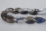 CAG8568 20*40mm faceted & twisted oval grey agate beads wholesale
