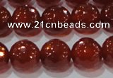 CAG8594 15.5 inches 14mm faceted round red agate gemstone beads