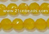 CAG8605 15.5 inches 14mm faceted round yellow agate gemstone beads