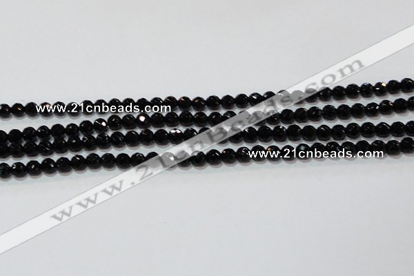 CAG8610 15.5 inches 6mm faceted round black agate gemstone beads