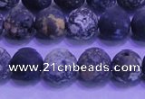 CAG8652 15.5 inches 8mm round matte blue ocean agate beads