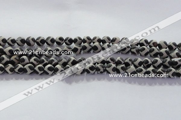 CAG8696 15.5 inches 8mm round matte tibetan agate gemstone beads