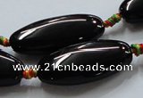 CAG883 15.5 inches 20*40mm oval black agate gemstone beads