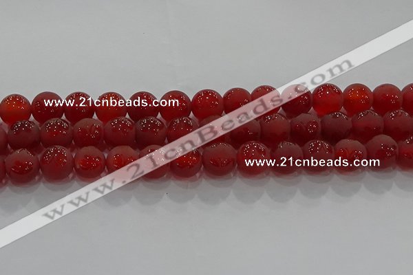 CAG8914 15.5 inches 8mm round matte red agate beads wholesale
