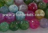 CAG8956 15.5 inches 8mm faceted round fire crackle agate beads