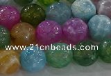 CAG8957 15.5 inches 10mm faceted round fire crackle agate beads