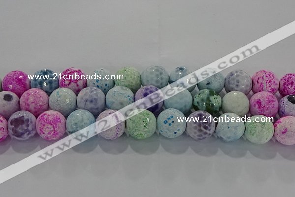 CAG8984 15.5 inches 16mm faceted round fire crackle agate beads