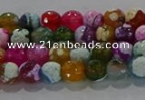 CAG8986 15.5 inches 4mm faceted round fire crackle agate beads