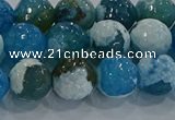 CAG9001 15.5 inches 8mm faceted round fire crackle agate beads