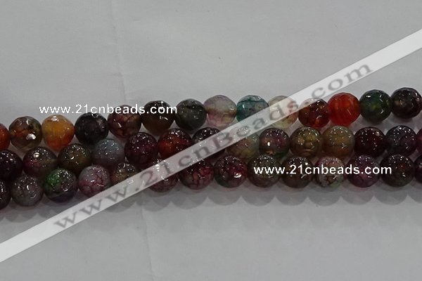 CAG9023 15.5 inches 10mm faceted round fire crackle agate beads