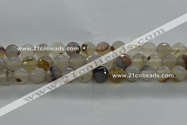 CAG9037 15.5 inches 10mm faceted round dragon veins agate beads