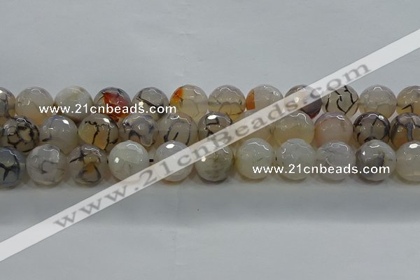 CAG9039 15.5 inches 14mm faceted round dragon veins agate beads