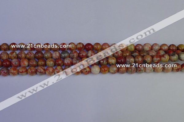 CAG9100 15.5 inches 4mm round red crazy lace agate beads