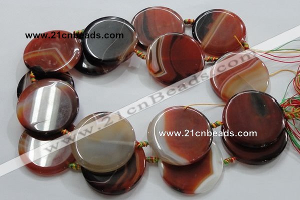 CAG918 15.5 inches 45mm flat round agate gemstone beads wholesale