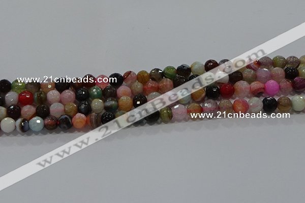 CAG9251 15.5 inches 10mm faceted round line agate beads wholesale