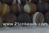 CAG9340 15.5 inches 12mm round matte line agate beads wholesale