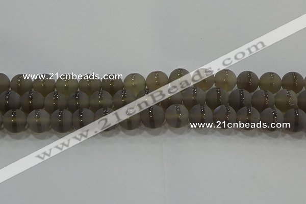 CAG9346 15.5 inches 12mm round matte grey agate beads wholesale