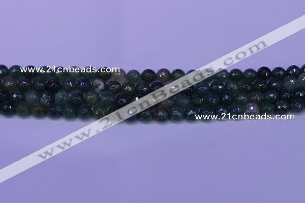 CAG9362 15.5 inches 8mm faceted round moss agate beads wholesale