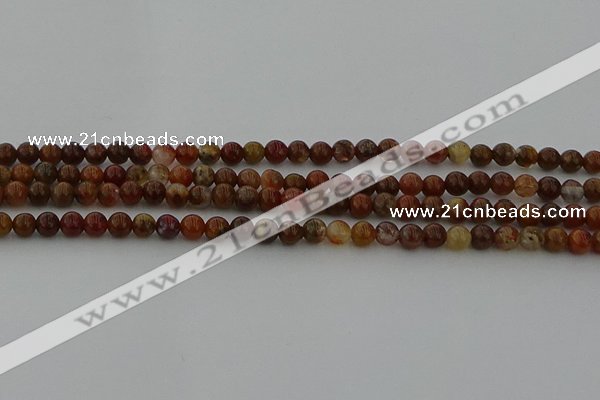 CAG9390 15.5 inches 4mm round red moss agate beads wholesale