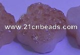 CAG9421 7.5 inches 16*16mm flower champagne plated druzy agate beads