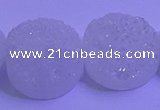 CAG9433 7.5 inches 20mm coin white plated druzy agate beads