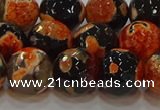 CAG9459 15.5 inches 12mm faceted round fire crackle agate beads