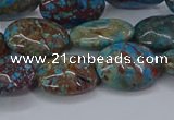 CAG9522 15.5 inches 13*18mm oval blue crazy lace agate beads
