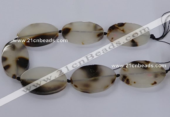 CAG9534 15.5 inches 35*55mm oval grey agate gemstone beads