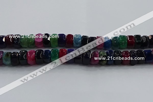 CAG9788 15.5 inches 8*16mm faceted rondelle agate gemstone beads