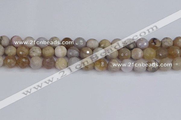 CAG9855 15.5 inches 10mm faceted round ocean fossil agate beads