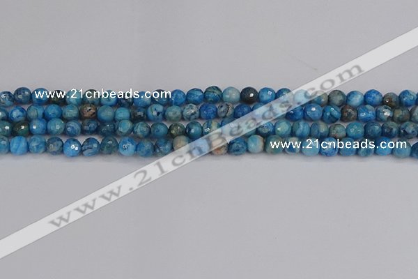 CAG9882 15.5 inches 4mm faceted round blue crazy lace agate beads