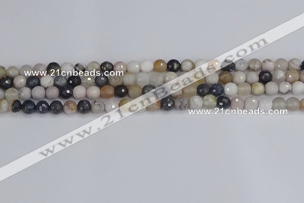 CAG9896 15.5 inches 4mm faceted round parrel dendrite agate beads