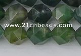 CAG9971 15.5 inches 10mm faceted nuggets moss agate beads