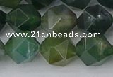 CAG9972 15.5 inches 12mm faceted nuggets moss agate beads