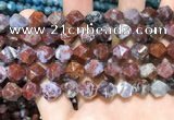 CAG9990 15.5 inches 12mm faceted nuggets red lightning agate beads